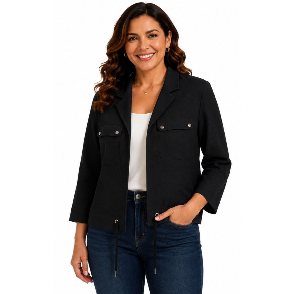 New York & Company Black Snap-Pocket Blazer Jacket / Topper -Size Large